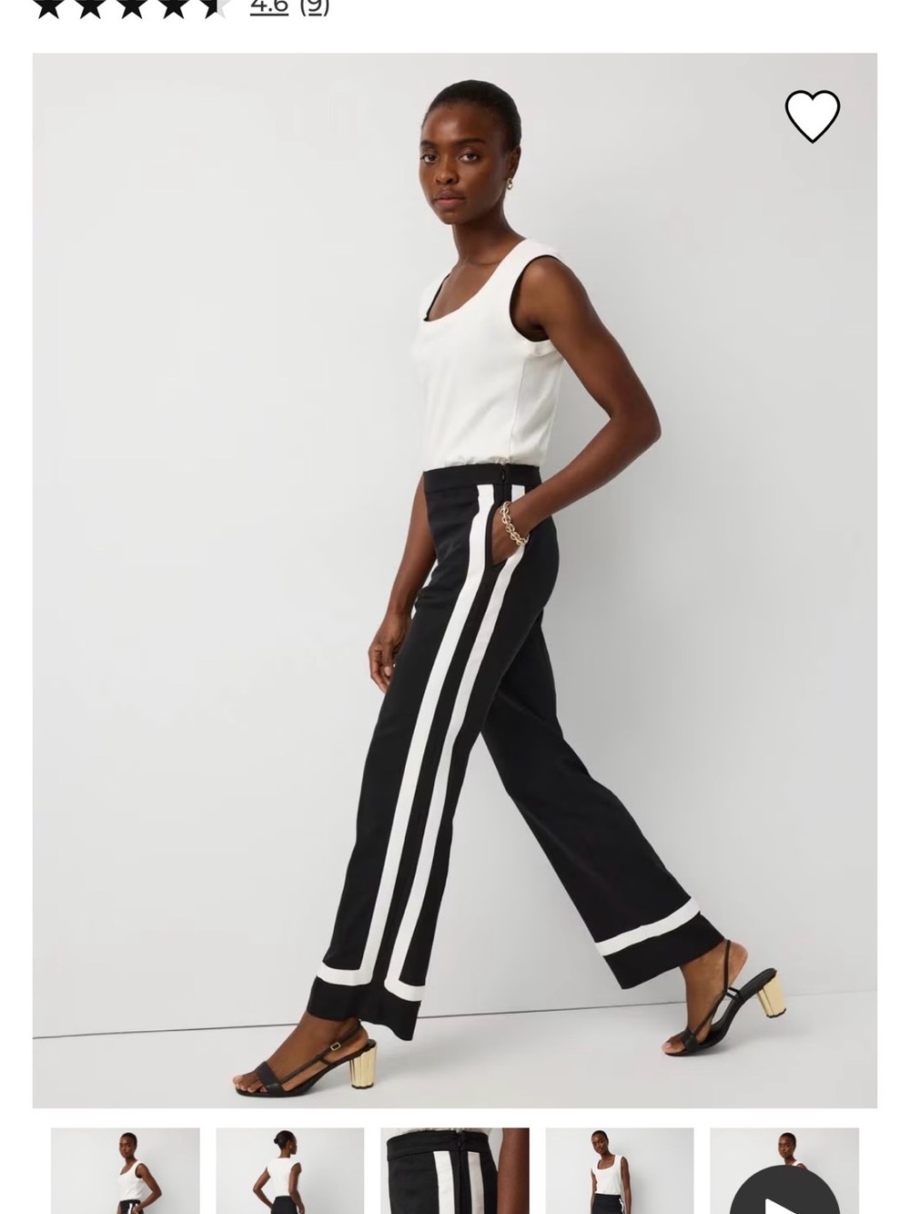 White House Black Market Black Wide-Leg Pants with White Stripe Detail